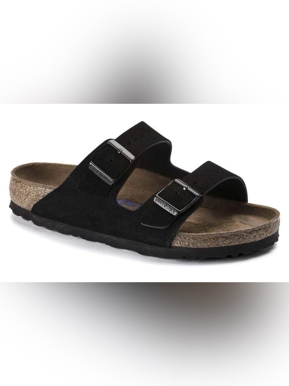 Birkenstock Black Two-Strap Suede Sandal size 41/10 brand new in box